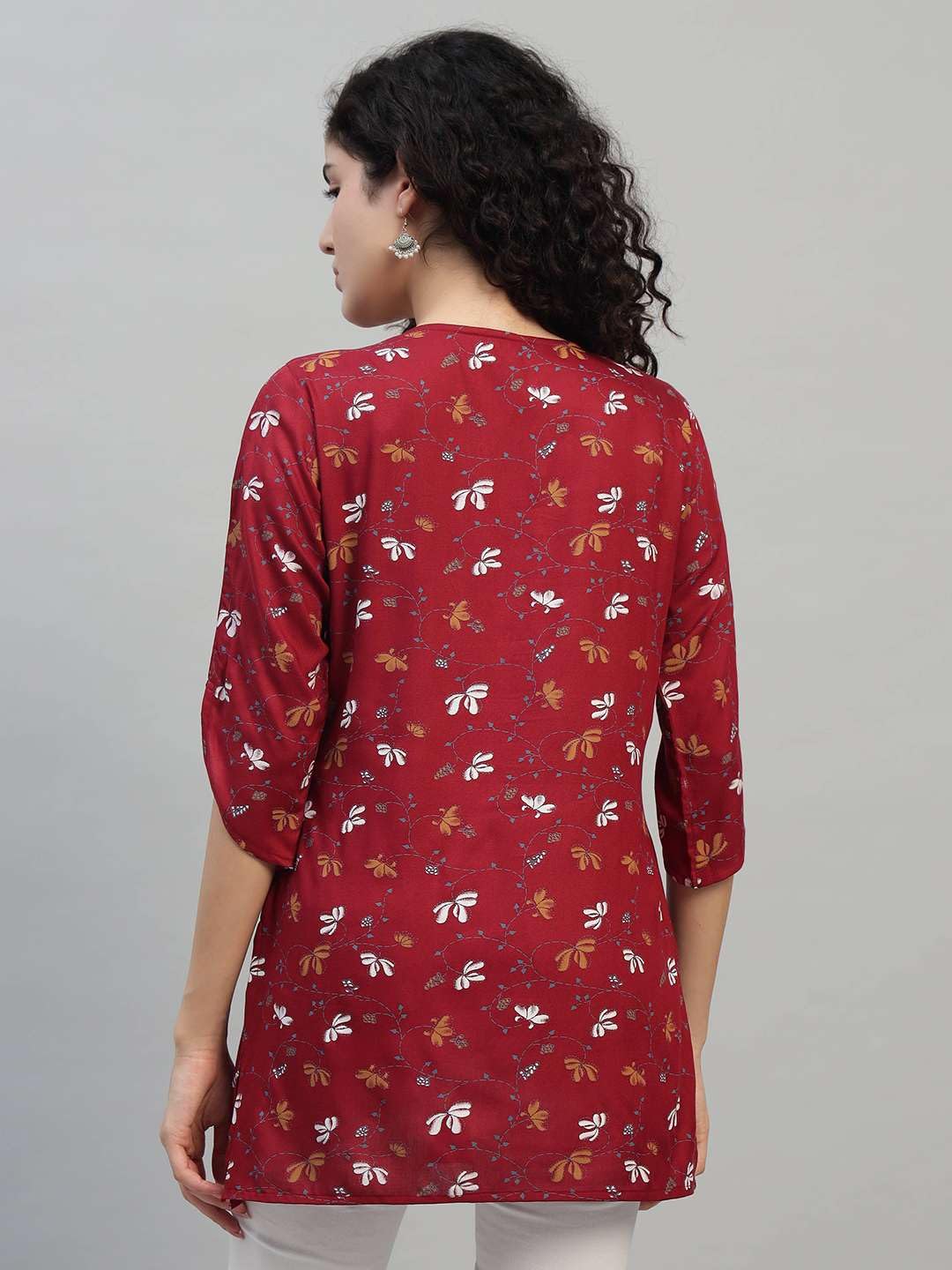 VEERSTOW Women's Cotton Short Kurti 3/4 Sleeve