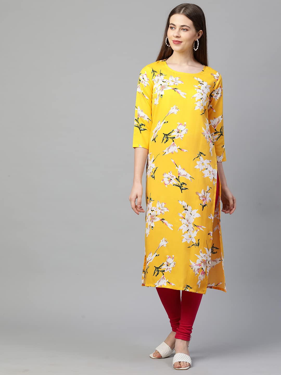 GoSriKi Women's Crepe Printed Straight Kurta
