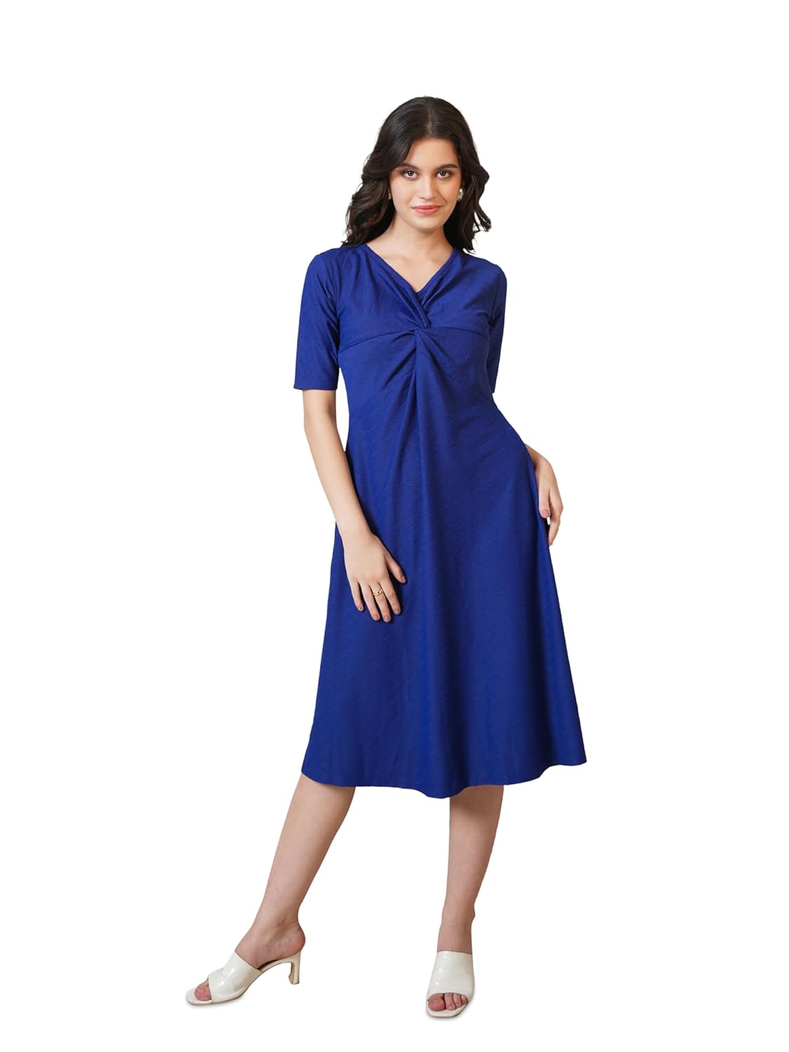 PURVAJA Women’s A-line Midi Length Dress (Nisi-042-045)