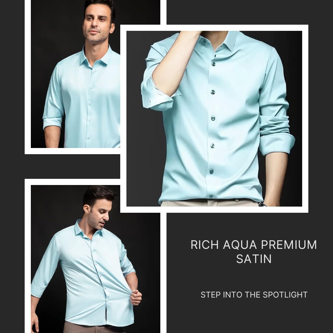 IndoPrimo Men's Stylish Solid Satin Casual Shirt