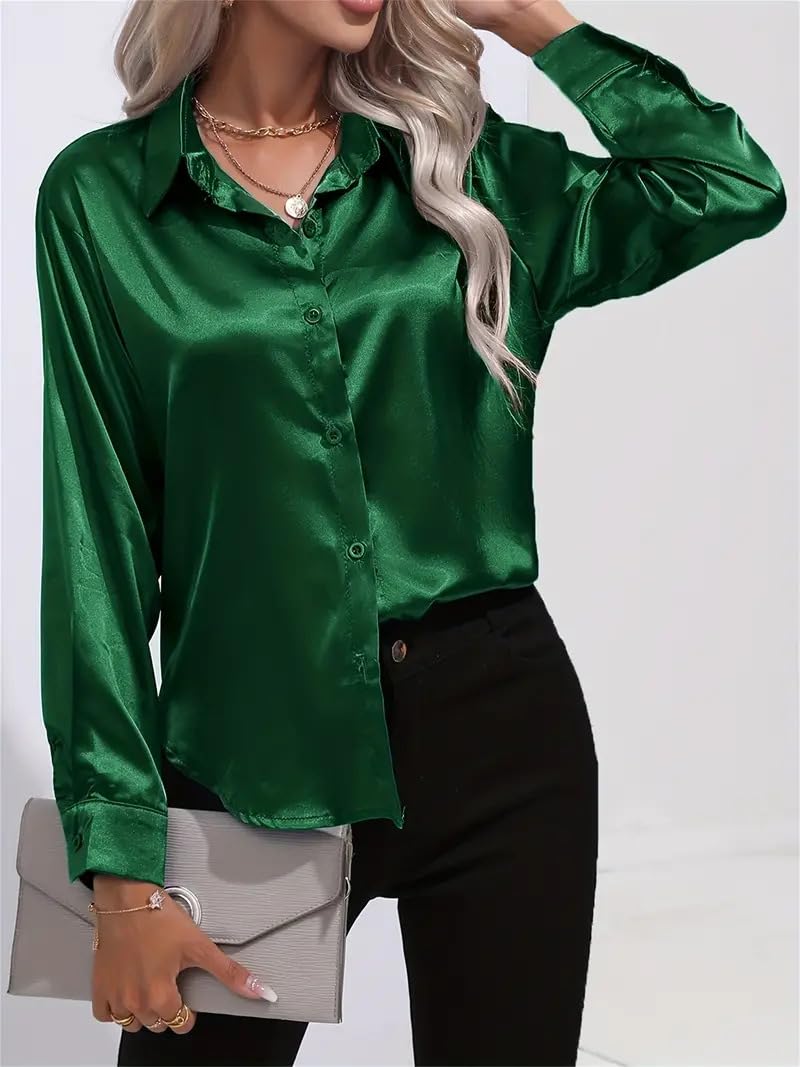 IndoPrimo Shirt for Women | Women Shirt | Shirt for Women | Full Sleeve Shirt for Women | Satin Shirt for Women | Western Shirt for Women Stylish | Shirt for Girls
