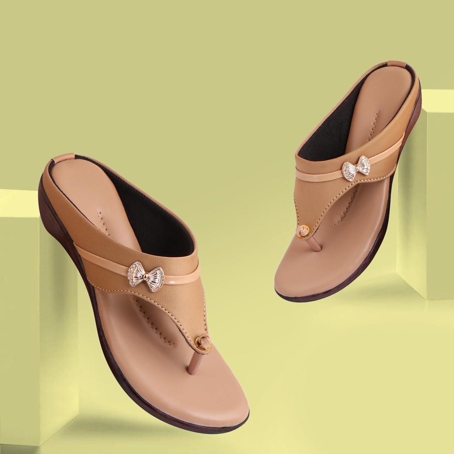 Acknew Women Casual Flats Sandal, Women's Comfort Fashion Ladies Stylish Flat Sandals Slippers for Offce, Every Occasion, Comfortable & Fashionable (174-BG)