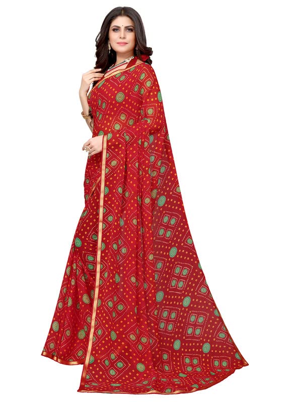 SIRIL Women's Chiffon Printed Saree with Blouse Piece