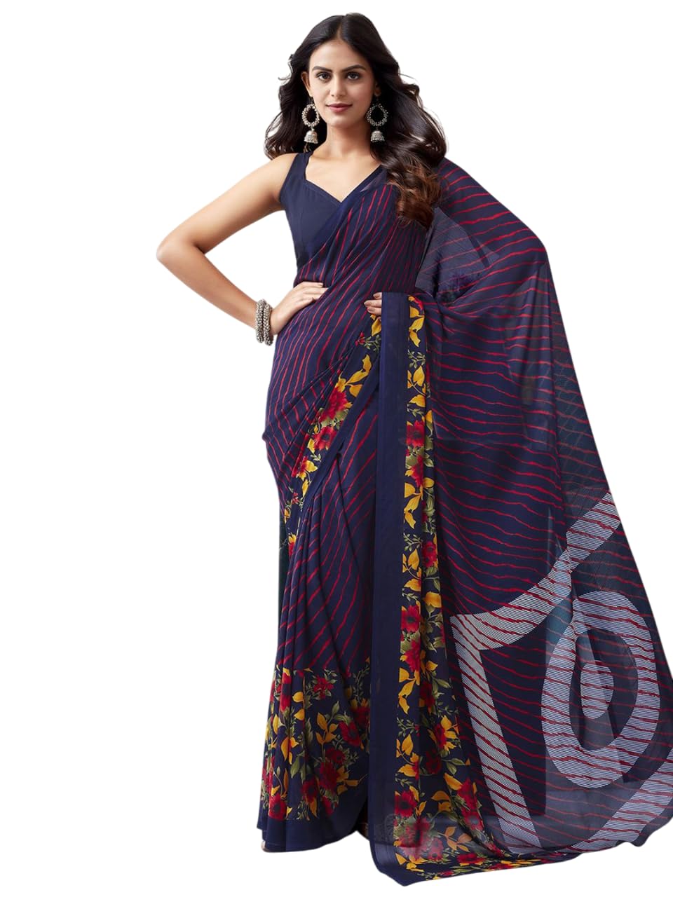 FASHION Women's Georgette Floral Printed Saree