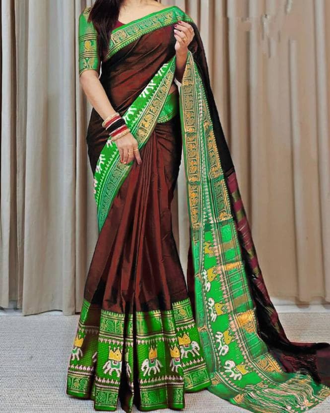 Women Cotton Silk Saree with unstitched blouse