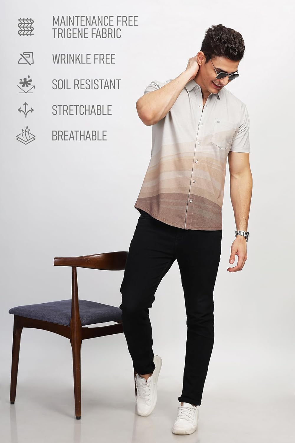 BULLMER Trendy Regular Fit Printed Causal Shirt for Men