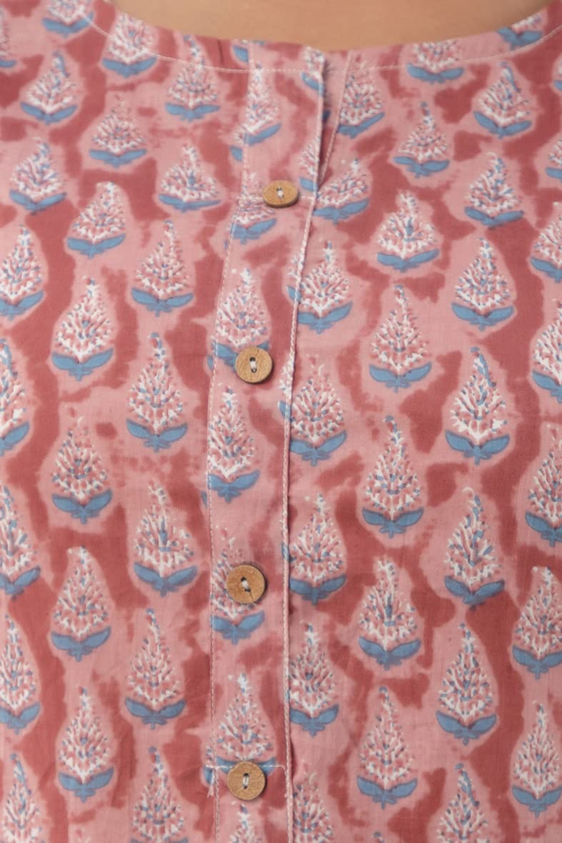 feranoid Women Cotton Printed Straight Short Kurti