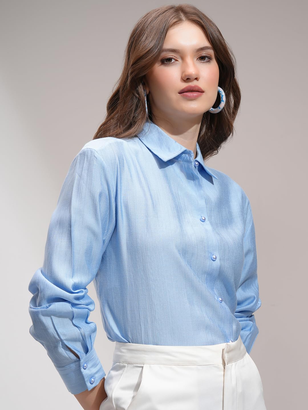 Tokyo Talkies Women's Solid Relaxed Fit Shirt
