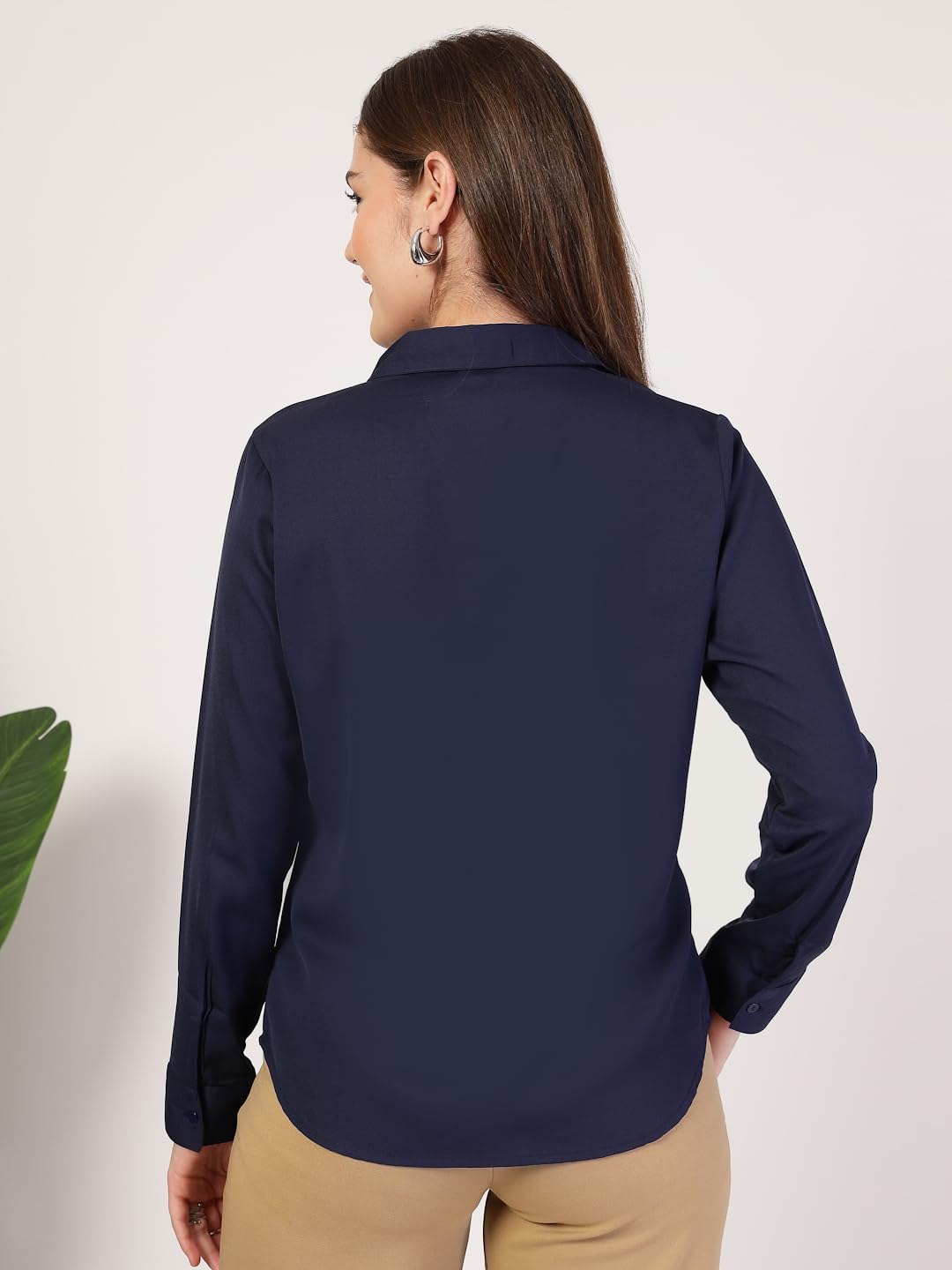 Style Quotient Women Solid White Polymoss Regular Formal Shirt