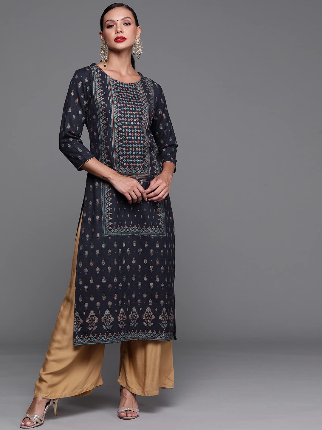 INDO ERA Women's Cotton Straight Fit Straight Kurta