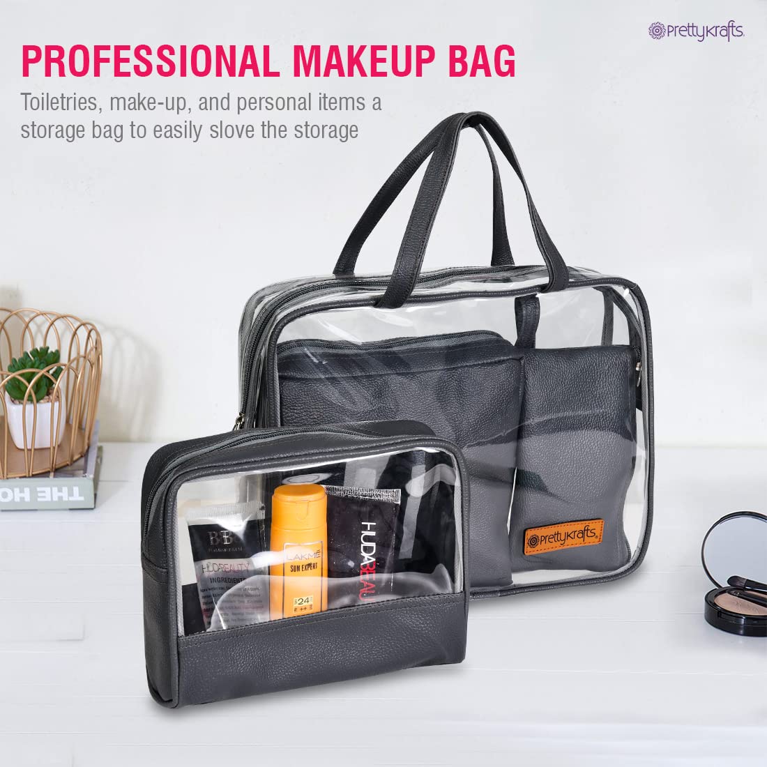 PrettyKrafts Set of 3 Multipurpose Transparent Pouch