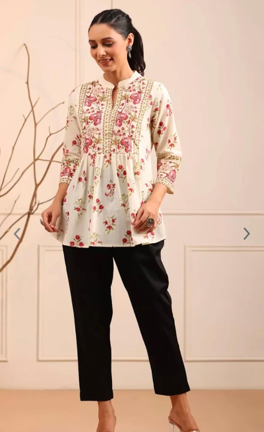 Womens Cotton Printed Anarkali Short Top Kurti