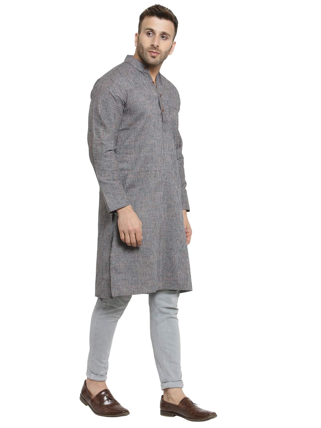 Enchanted Drapes Mens' Solid Cotton Long Kurta