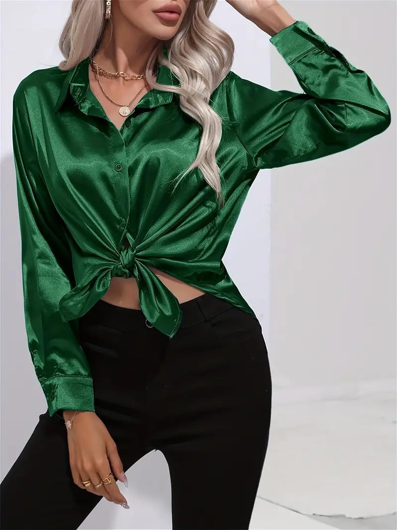 IndoPrimo Shirt for Women | Women Shirt | Shirt for Women | Full Sleeve Shirt for Women | Satin Shirt for Women | Western Shirt for Women Stylish | Shirt for Girls