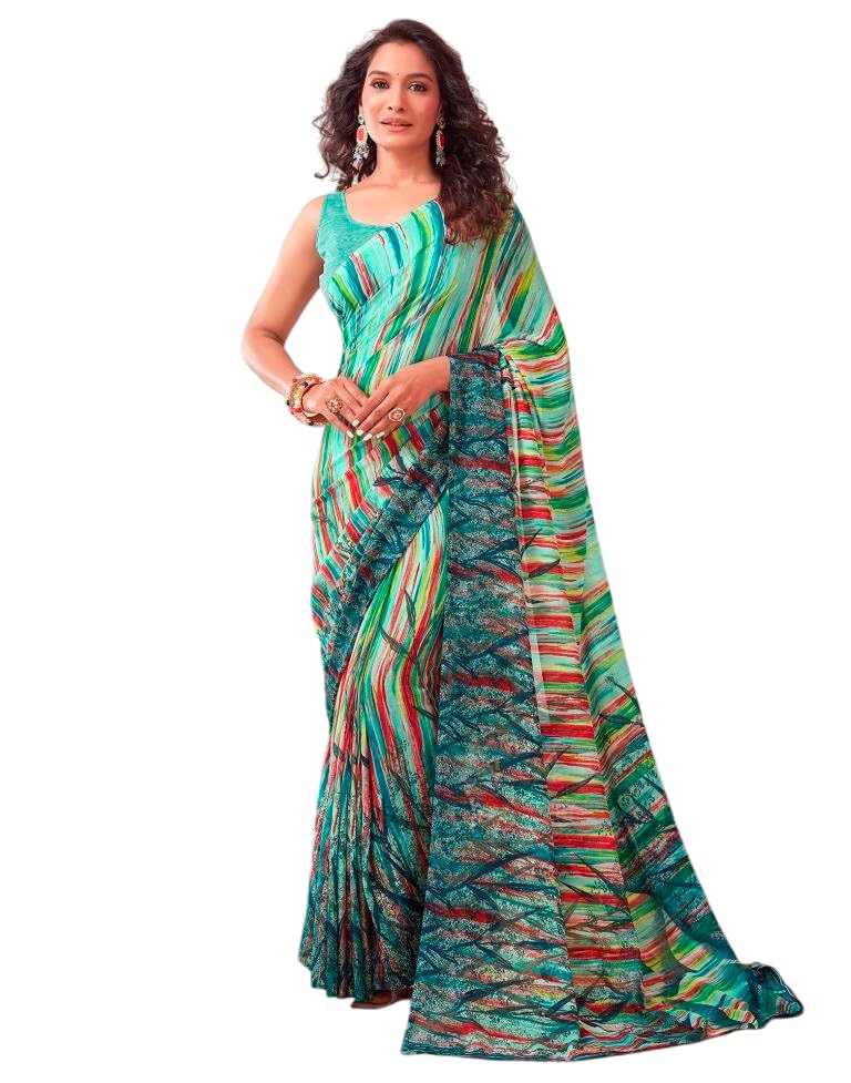 FASHION Women's Georgette Floral Printed Saree