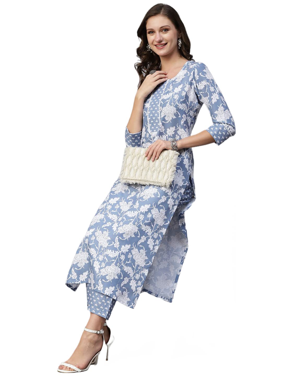 ANNI DESIGNER Women's Cotton Blend Kurta with Pant