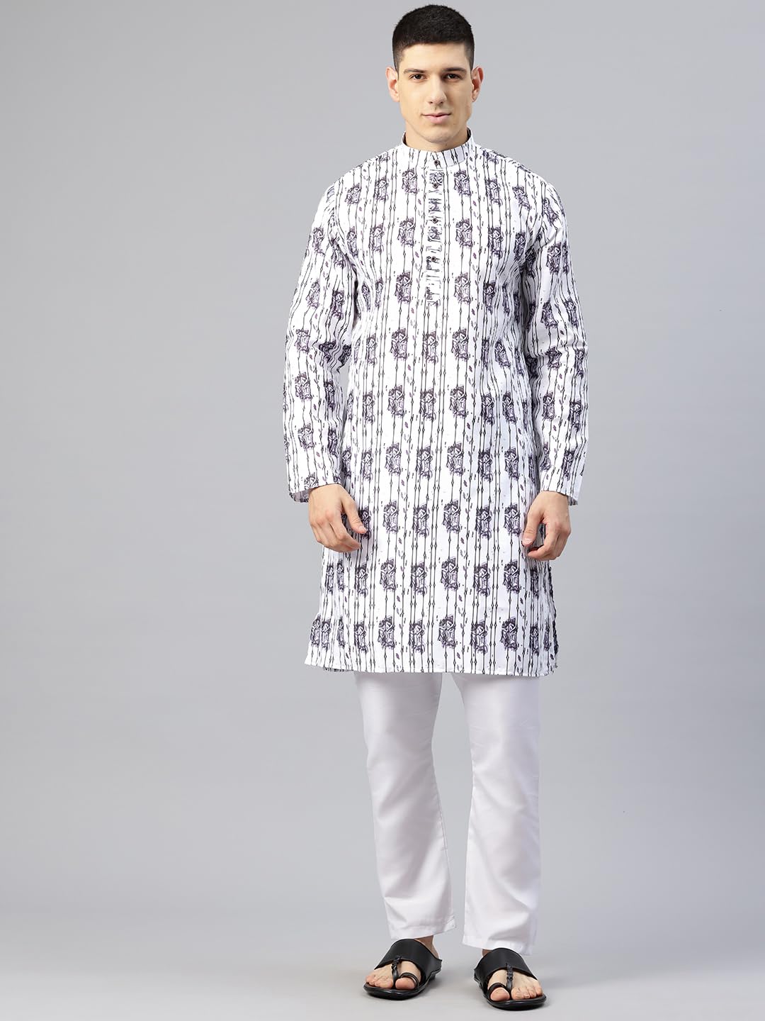 Luxrio Printed Kurta for Men Cotton Blend Linen