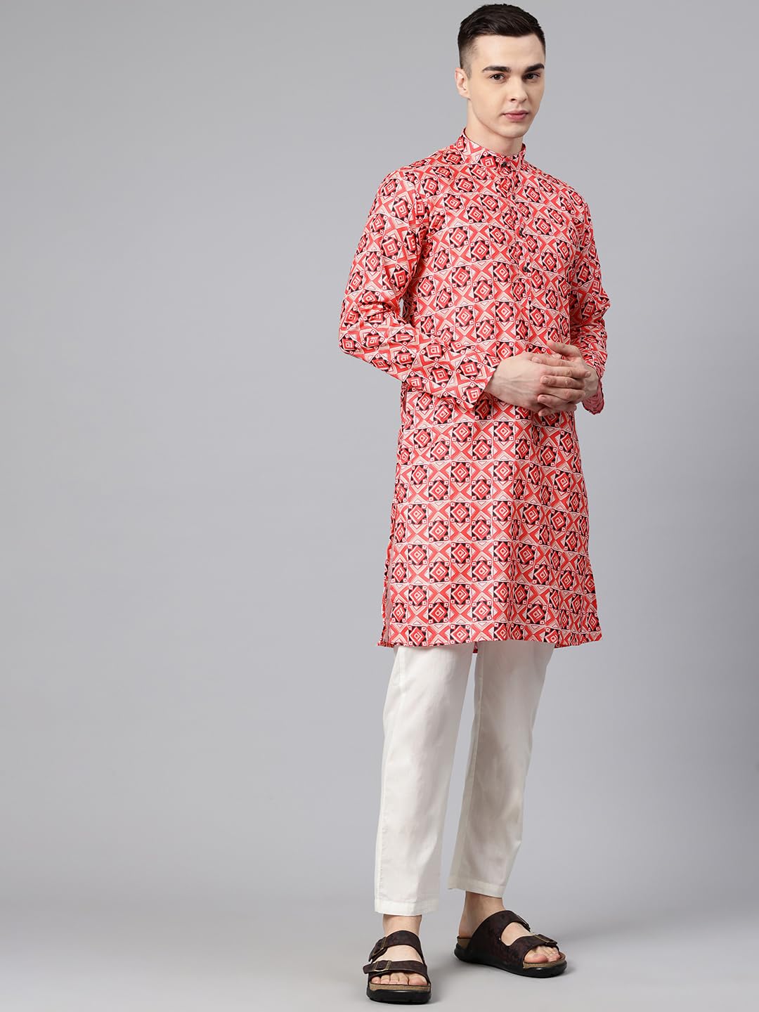 Luxrio Printed Kurta for Men Cotton Blend Linen