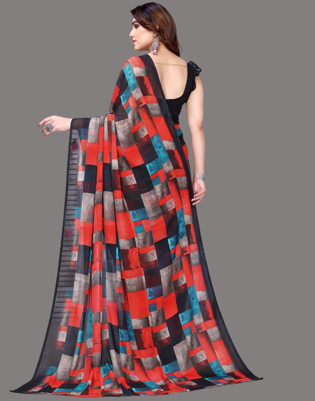 FASHION Women's Georgette Floral Printed Saree