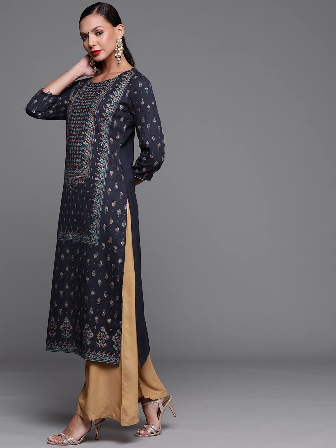 INDO ERA Women's Cotton Straight Fit Straight Kurta