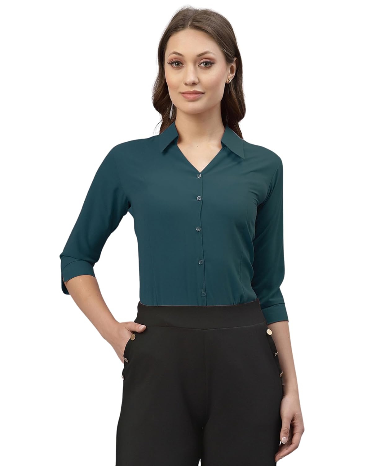 ETHIC GLANCE Women's Poly Viscose Button-Down