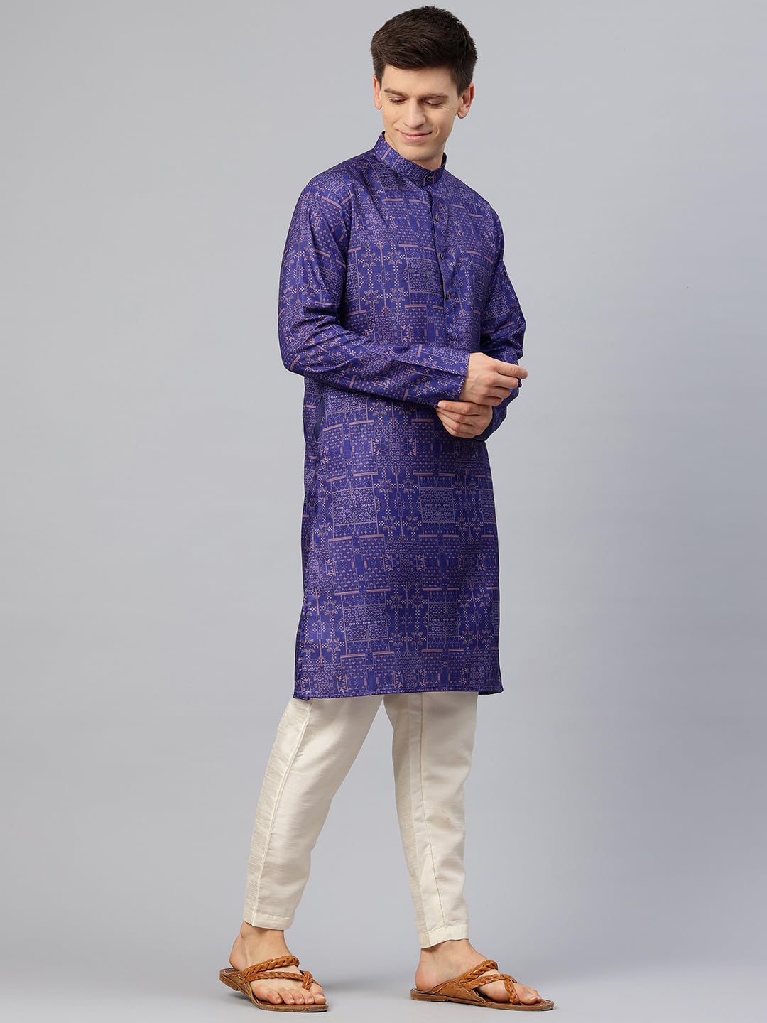 Luxrio Printed Kurta for Men Cotton Blend Linen