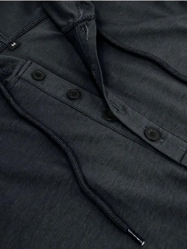 LLL FASHION Men's Slim-Fit Stretch Hooded Henley