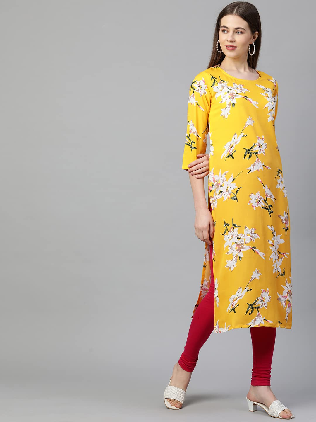 GoSriKi Women's Crepe Printed Straight Kurta