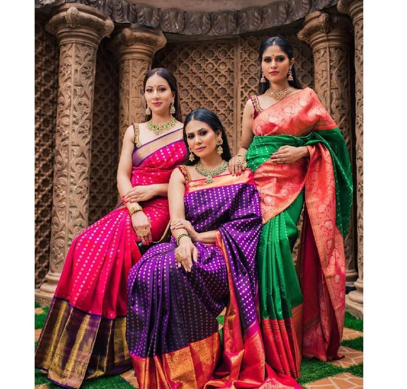 Women's Present Banarasi Soft Lichi Silk Saree