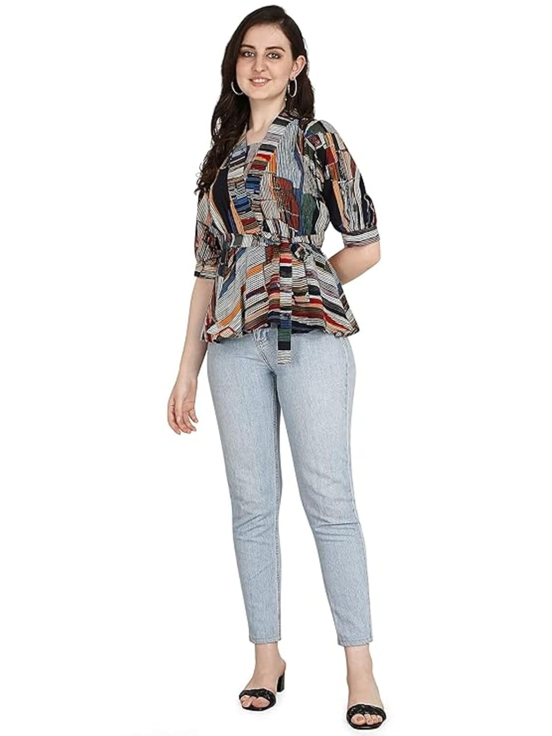 Leriya Fashion Women's Printed Regular Fit Top with Half Sleeves for Office Wear, Casual Wear, Under 399 Top for Women/Girls Top