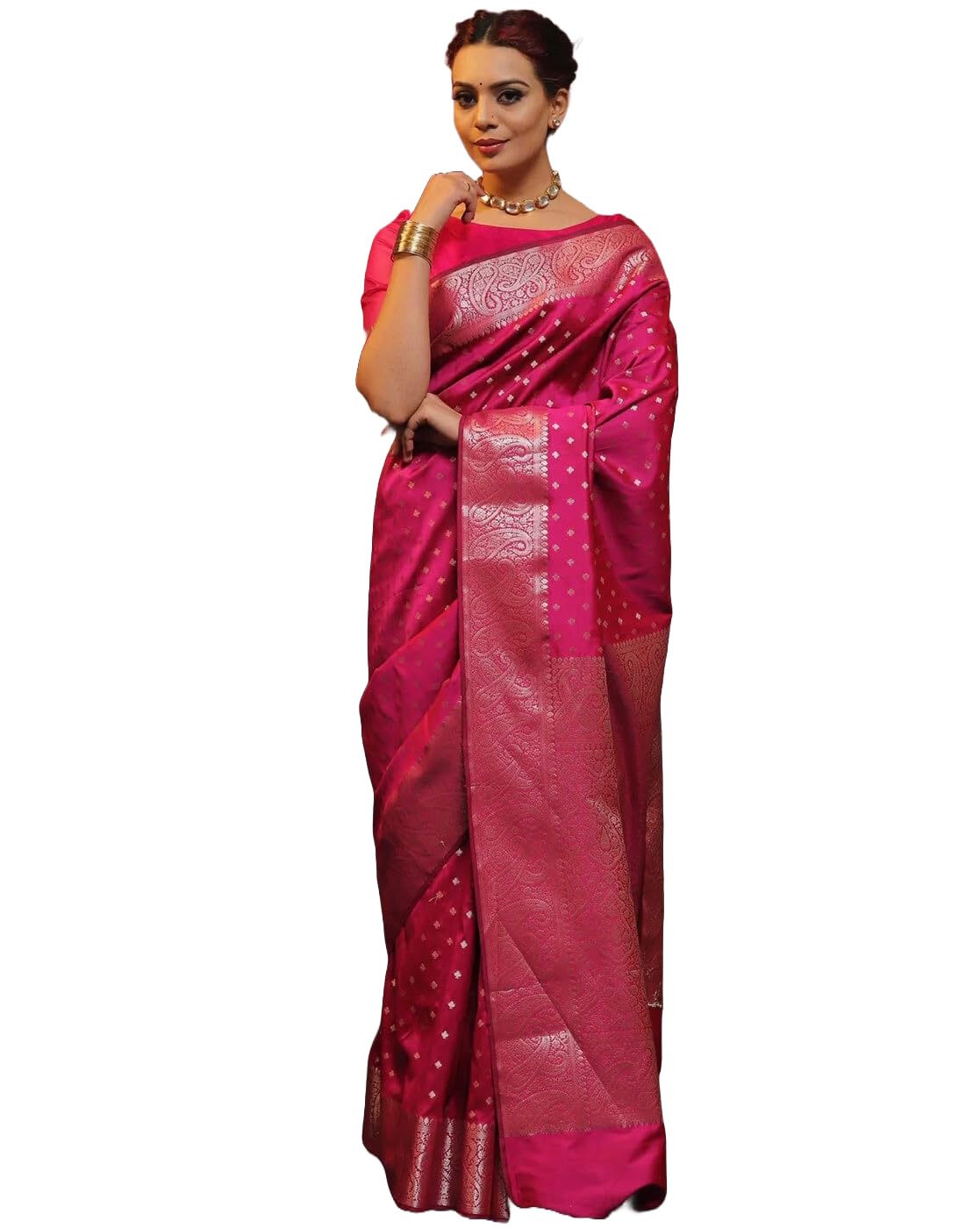Women's Cotton Silk Woven Saree with Blouse Material