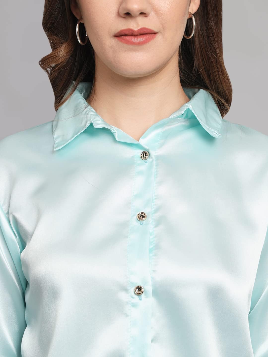 FUNDAY FASHION Women Solid Formal Satin Regular Fit Shirt