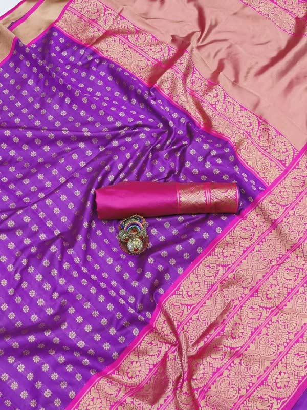 Women's Present Banarasi Soft Lichi Silk Saree