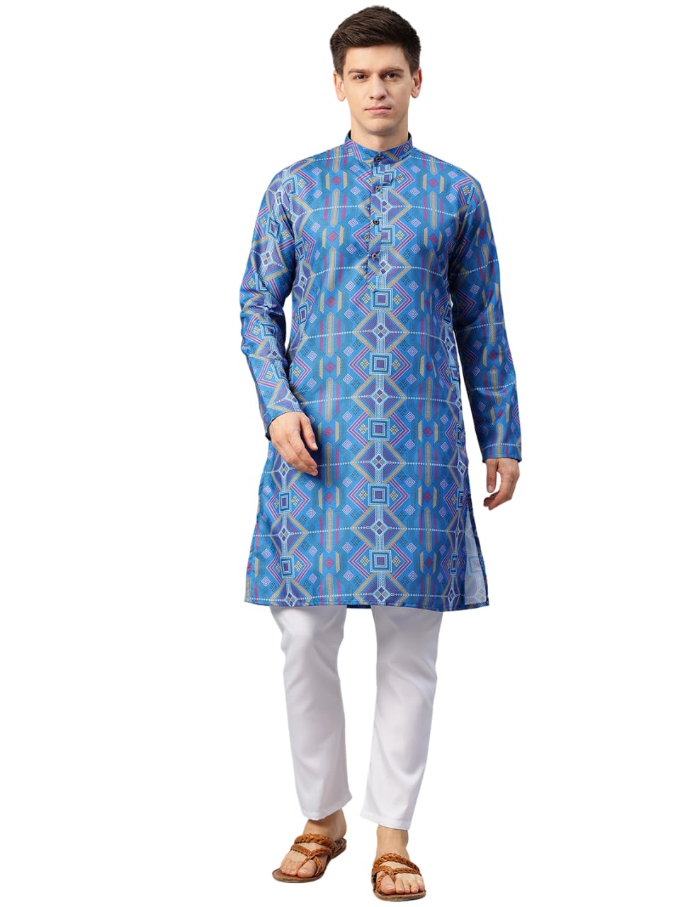Luxrio Printed Kurta for Men Cotton Blend Linen