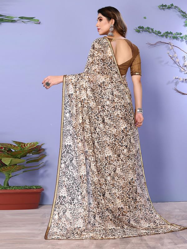 Women's Lace & Printed Chiffon Saree