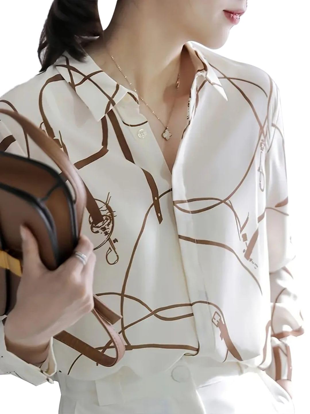 Trendy Queen Women's Short Sleeve Button-Down Shirt | Printed Casual Crop Top | Stylish Collared Shirt for Women | Oversized Shirt for Woman