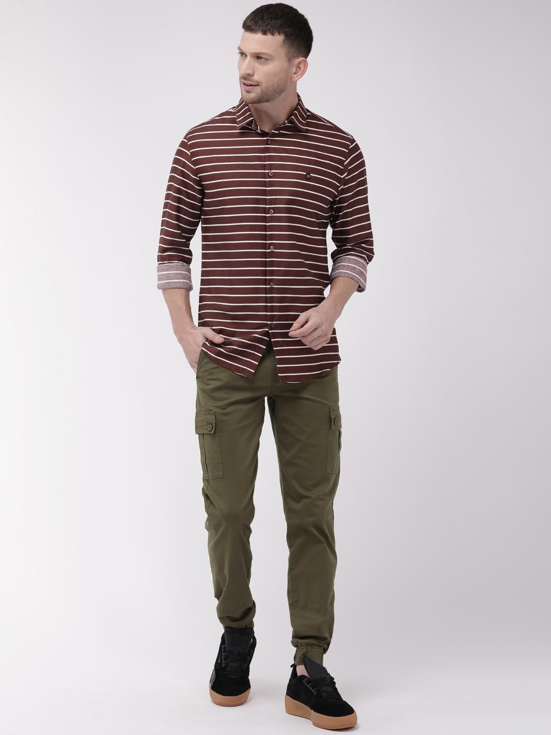 The Indian Garage Co Men's Slim Fit Mid Rise Cargo Pant