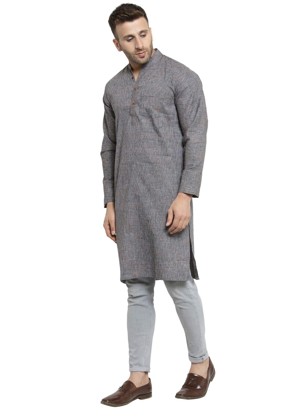 Enchanted Drapes Mens' Solid Cotton Long Kurta