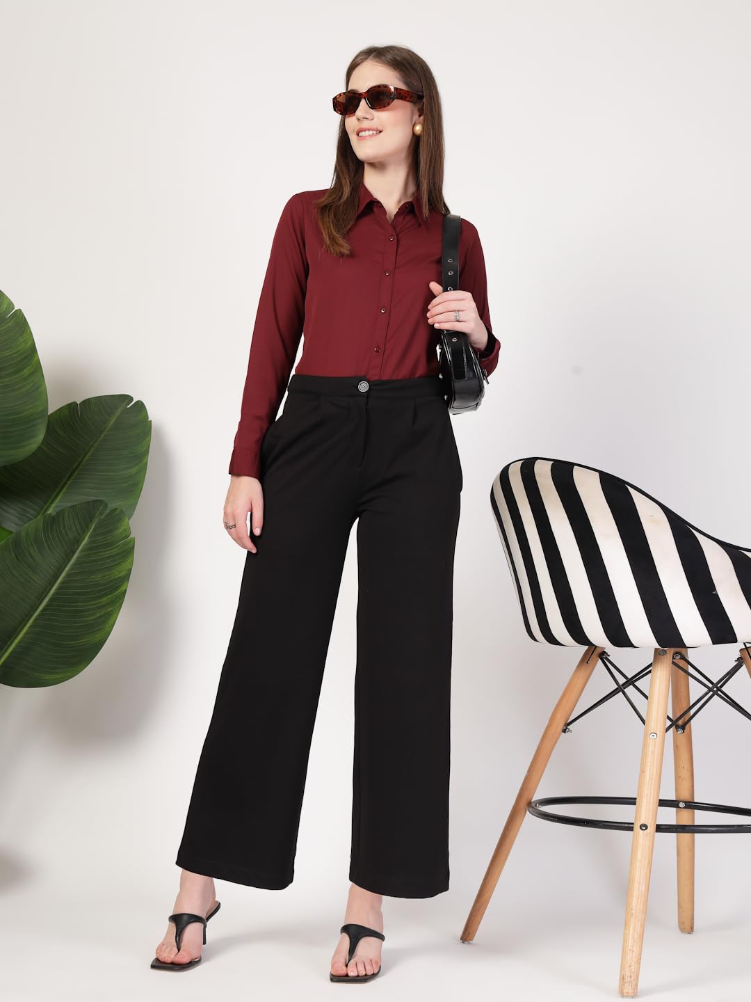 Style Quotient Women Solid White Polymoss Regular Formal Shirt