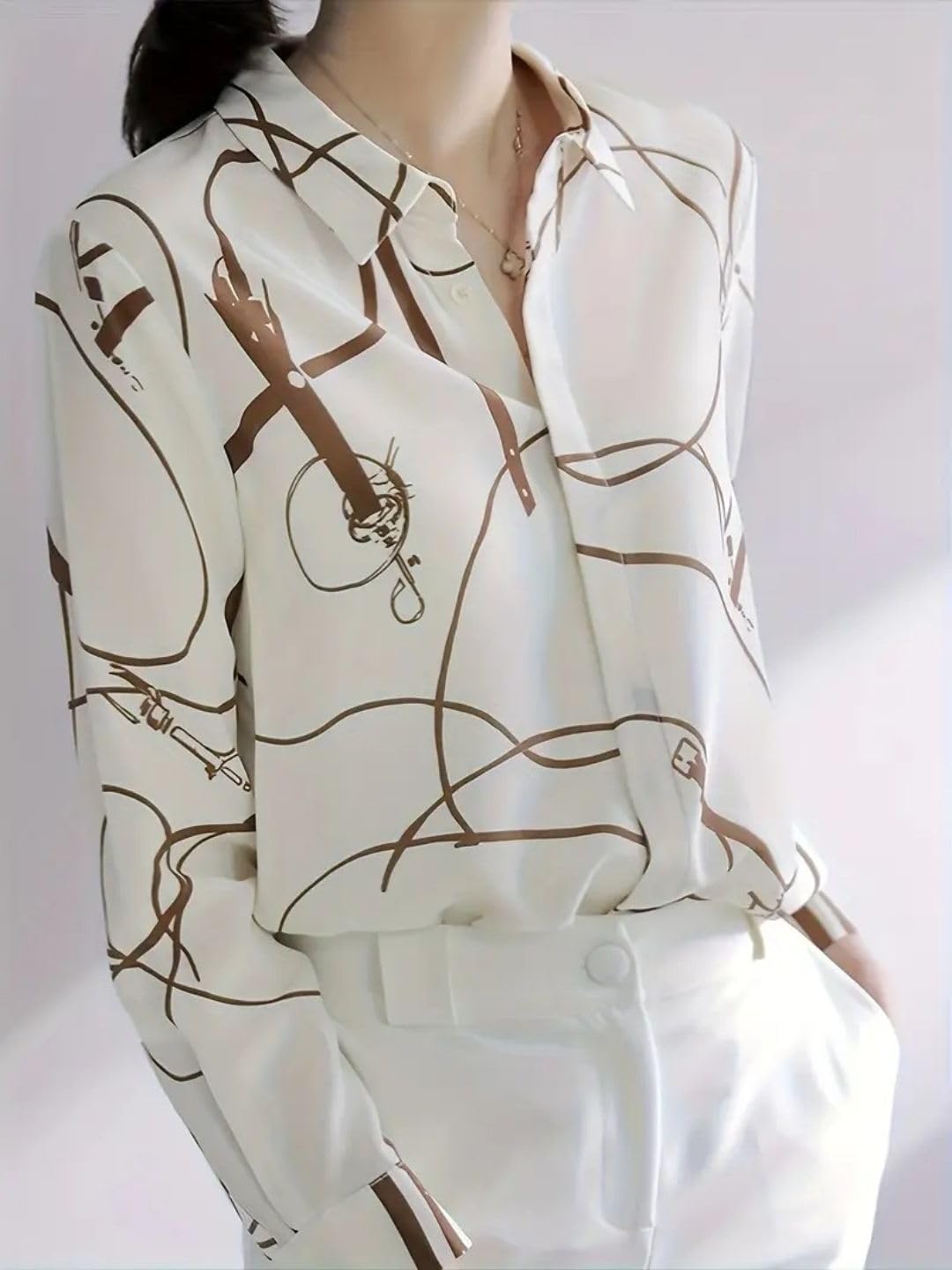 Trendy Queen Women's Short Sleeve Button-Down Shirt | Printed Casual Crop Top | Stylish Collared Shirt for Women | Oversized Shirt for Woman