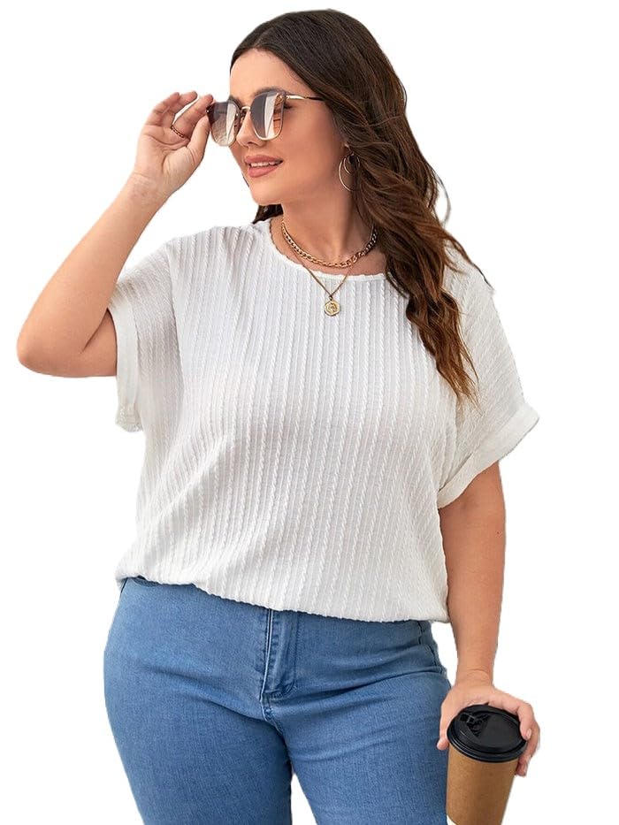 Zilcon Womens Dressy Casual Business Work Tops Summer Half Sleeve Shirts Boat Neck Jacquared Tshirts