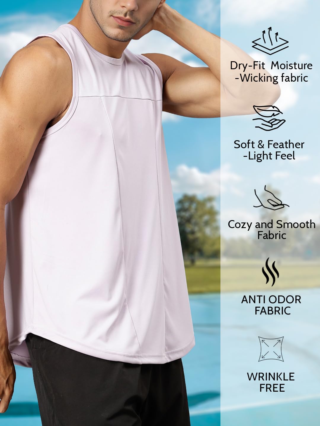 CHKOKKO Tank Tops Sleeveless T-Shirt for Men Dry Fit