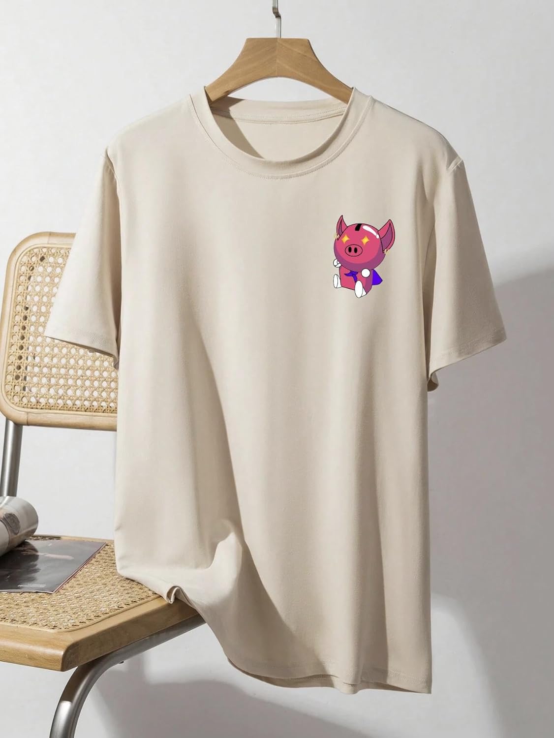 CHKOKKO Women's Polyester Oversized Fit Oversized Round Neck Drop Shoulder Printed T-Shirt