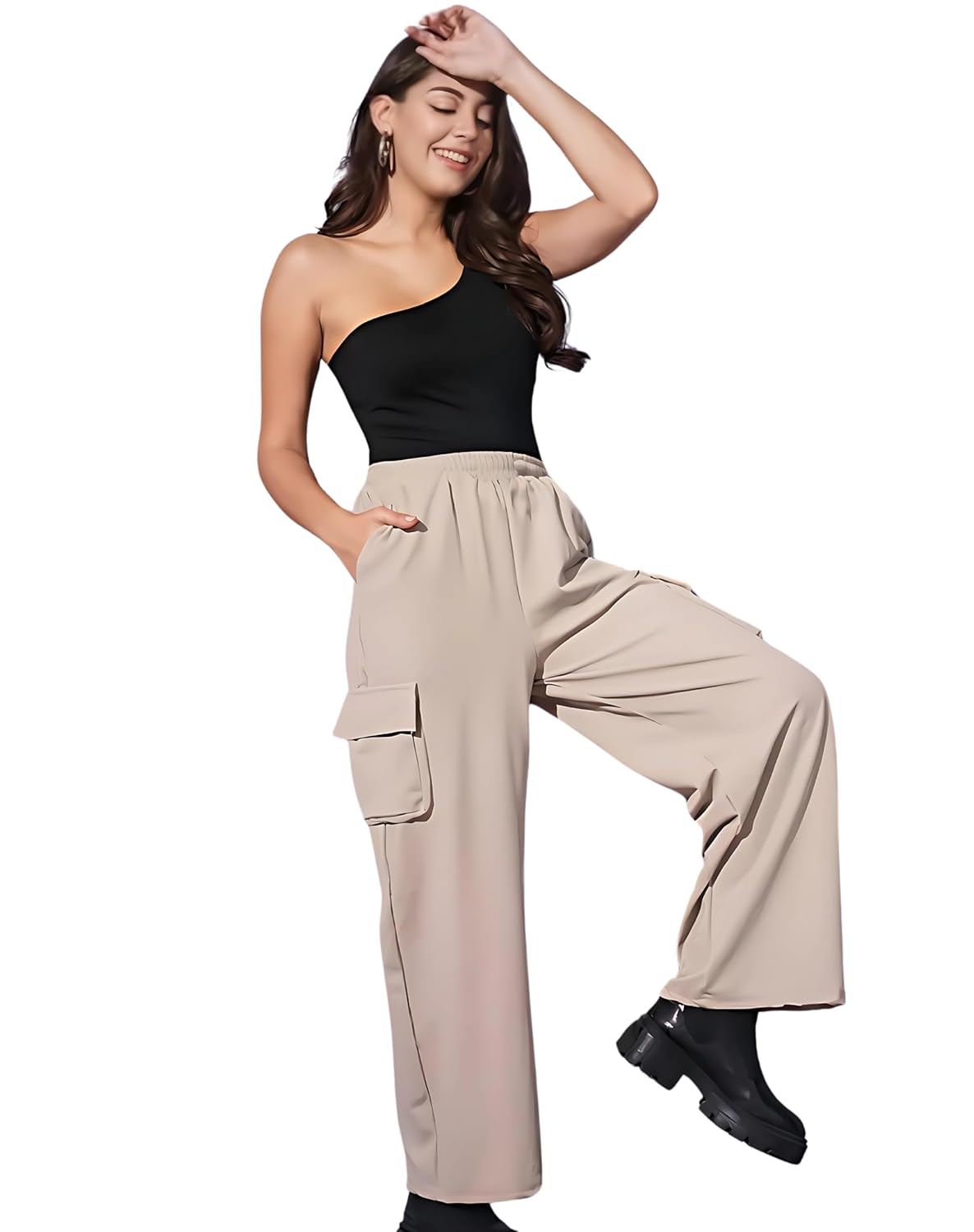 Women's High-Waist Wide Leg Cargo Pants