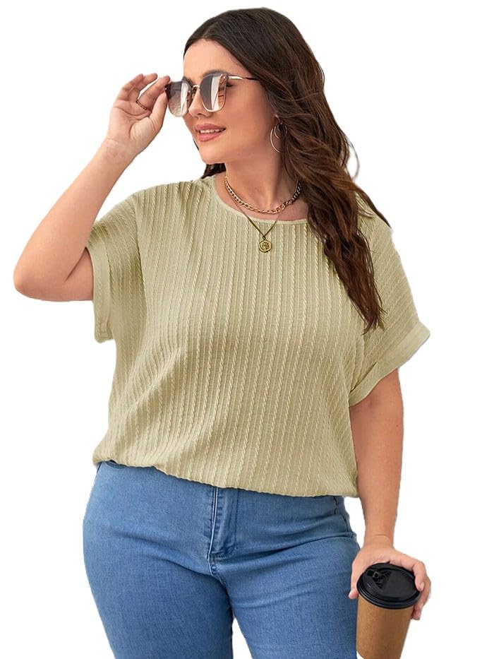 Zilcon Womens Dressy Casual Business Work Tops Summer Half Sleeve Shirts Boat Neck Jacquared Tshirts
