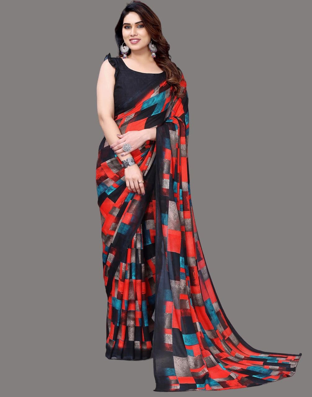 FASHION Women's Georgette Floral Printed Saree