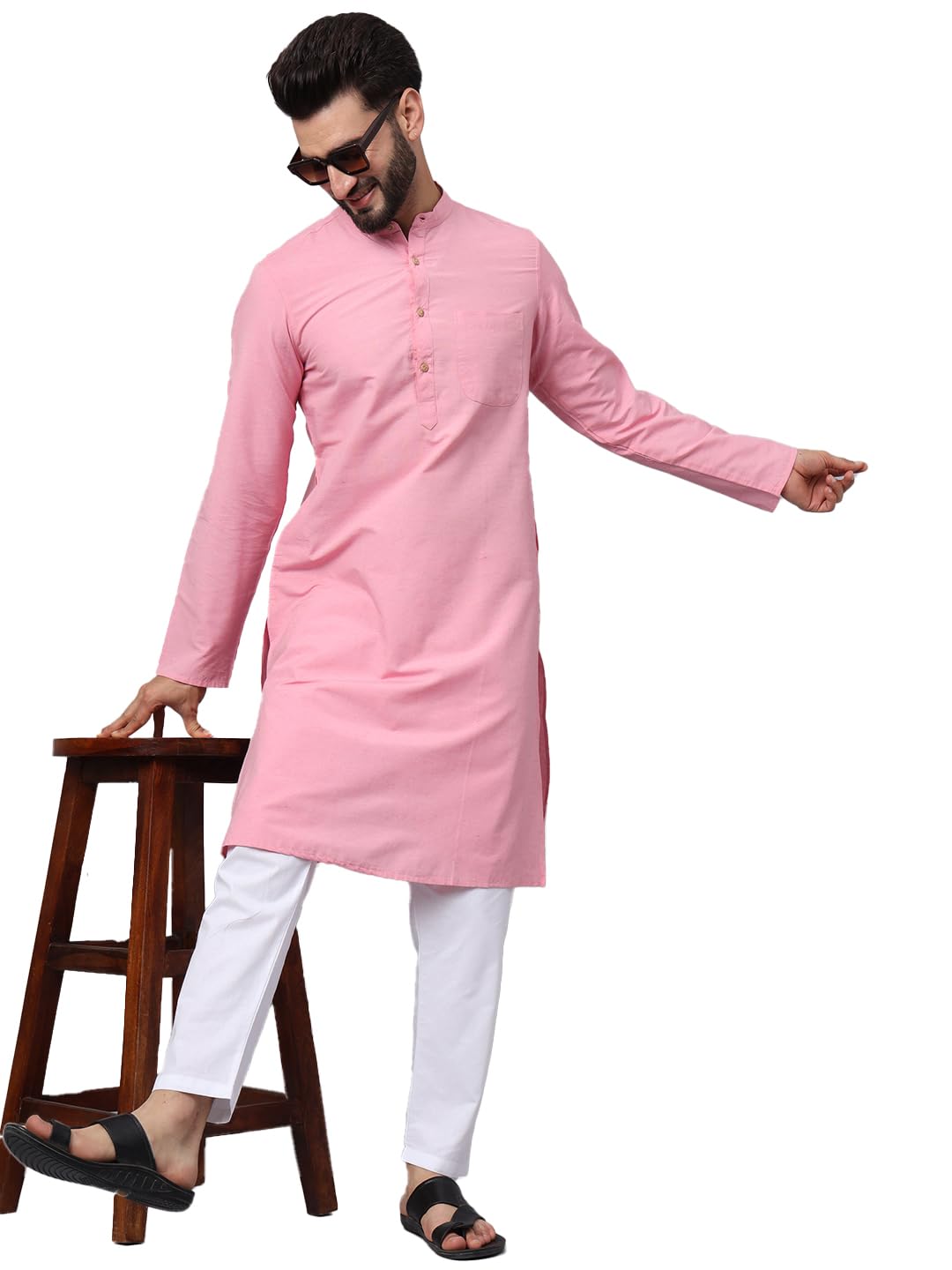 CHIKAN Men's Cotton Regular Premium Long Kurta