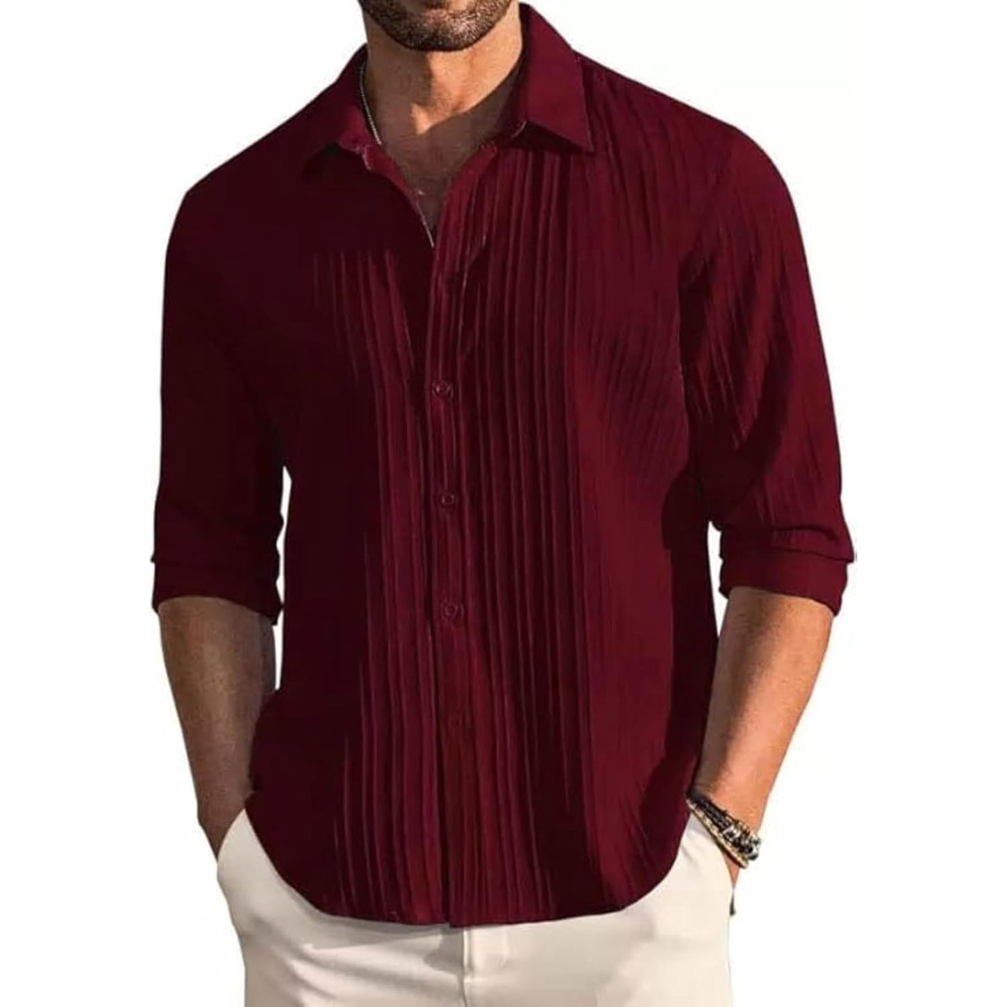 DEELMO Men's Casual Button Down Shirts Long Sleeve