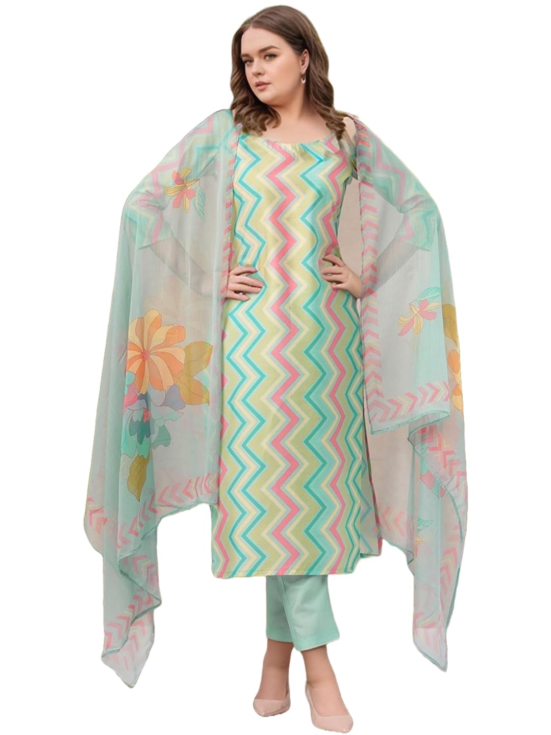 GoSriKi Women's Rayon Viscose Straight Printed