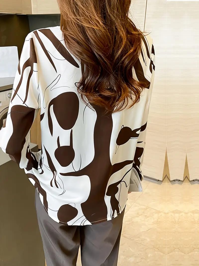 Trendy Queen Women's Printed Straight Mandarin Neck Shirt for Women's | Tops for Woman Shirts | Shirt for Women Stylish Western (SD778_S)